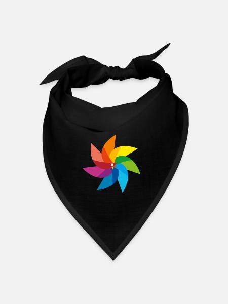 bunte Windmühle Kinderspielzeug Regenbogen Sommer - Bandana Dreieckstuch - Schwarz