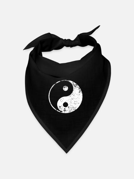 yoga yin yang weiss - Bandana Dreieckstuch - Schwarz