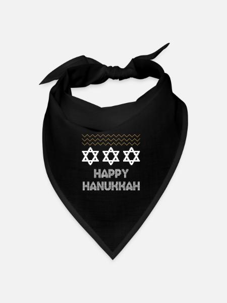 Ugly Hanukkah, Chanukkah, Lichterfest, Geschenk - Bandana Dreieckstuch - Schwarz