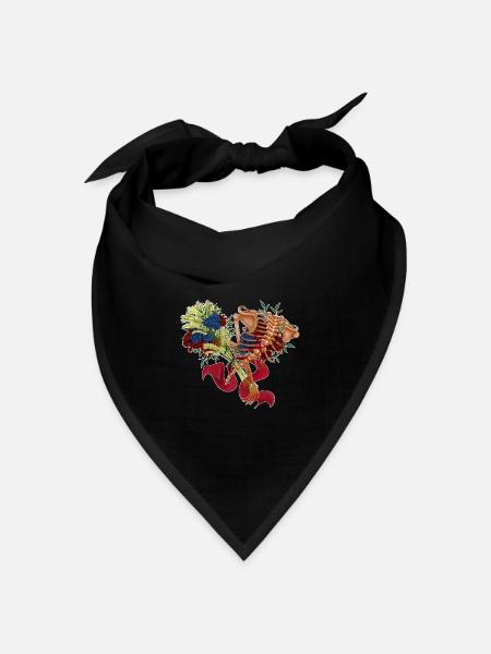 floraler Rücken (bis) - Bandana Dreieckstuch - Schwarz