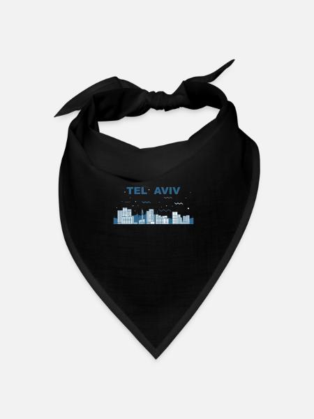 Skyline Tel Aviv Wahrzeichen Reise Geschenk Israel - Bandana Dreieckstuch - Schwarz