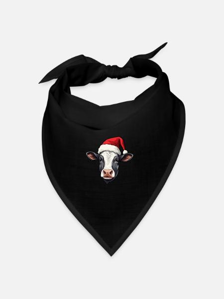 Kuh Weihnachten Winter Kühe Tiere - Bandana Dreieckstuch - Schwarz