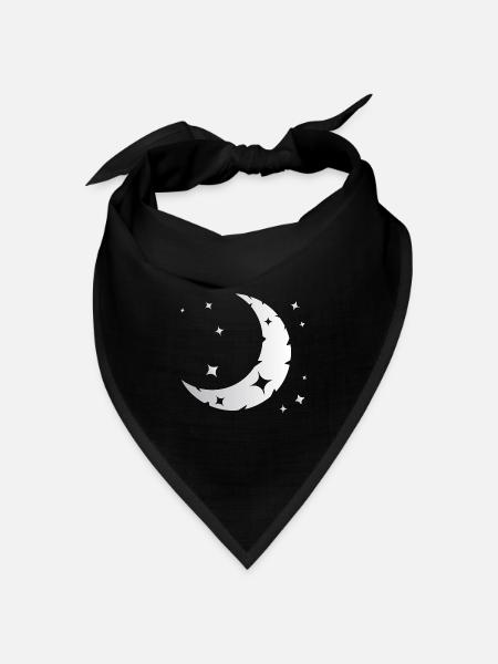 Mond und Sterne - Bandana Dreieckstuch - Schwarz