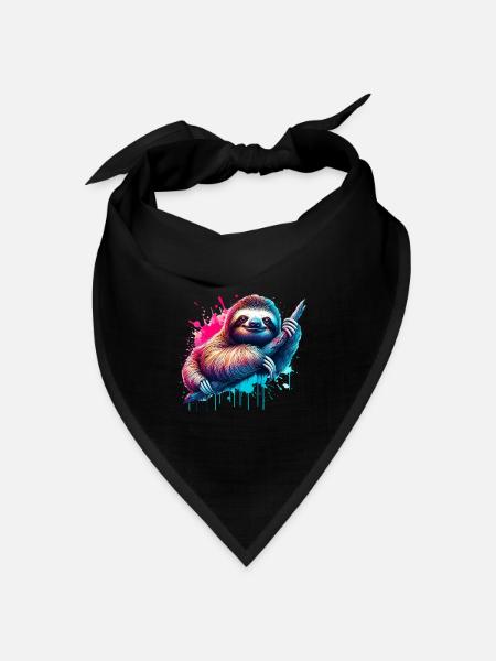 Faultier - Bandana Dreieckstuch - Schwarz