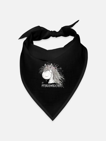 Horse Girl Pferdemädchen Pferde Cartoon - Bandana Dreieckstuch - Schwarz