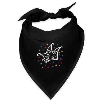 Karneval Narrenkappe modern mit Sternen & Konfetti - Bandana Dreieckstuch - Schwarz - Vorne