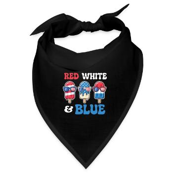 Rot, Weiß, Blau, Patriotischer Vierter Juli - Bandana Dreieckstuch - Schwarz - Vorne