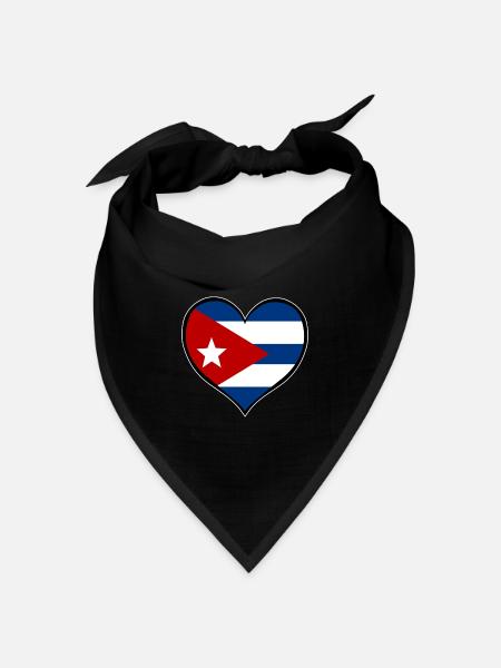 Kubas Herzflagge - Bandana Dreieckstuch - Schwarz
