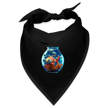 Goldfisch im Goldfischglas - Bandana Dreieckstuch - Schwarz - Vorne