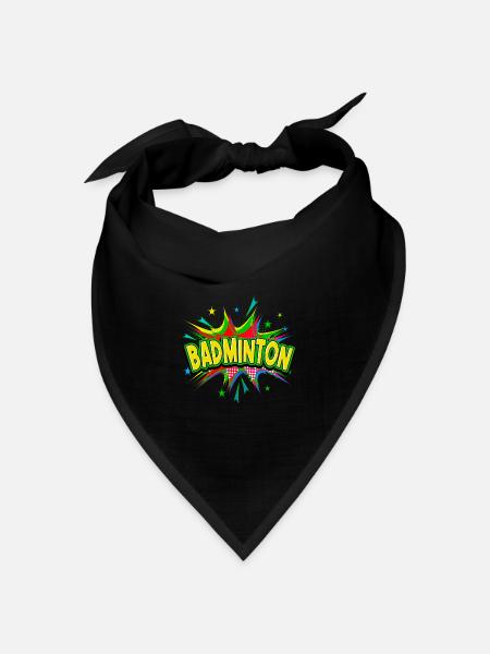 Badminton Federball Spieler Pop Art Cartoon Bunt - Bandana Dreieckstuch - Schwarz