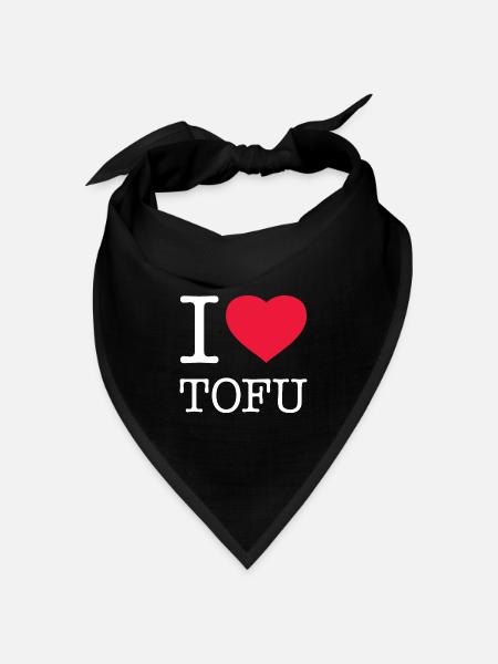 I LOVE TOFU - Bandana Dreieckstuch - Schwarz