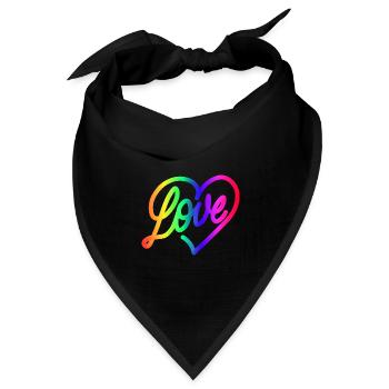 Love LOVE love Herz Regenbogen - Bandana Dreieckstuch - Schwarz - Vorne