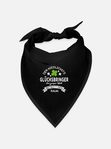 Glücksbringer betritt den Raum Kleeblatt Spruch - Bandana Dreieckstuch - Schwarz