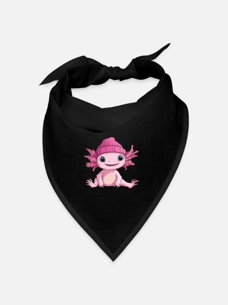 Axolotl Süß Niedlich Baby Kinder Tier Cartoon - Bandana Dreieckstuch - Schwarz