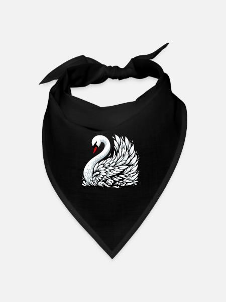 Schwan - Bandana Dreieckstuch - Schwarz