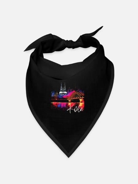 Köln Skyline Kölner Dom Deutschland Stadt Bunt - Bandana Dreieckstuch - Schwarz
