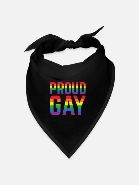 Proud Gay Regenbogen Schriftzug - Bandana Dreieckstuch - Schwarz