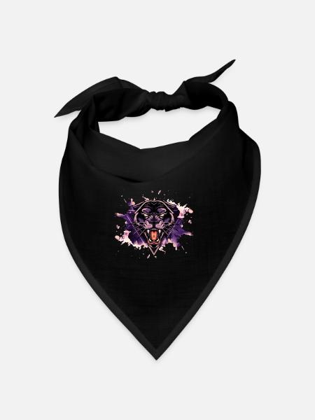 Panther Panter Lila Schwarz Splash Raubtier Tier - Bandana Dreieckstuch - Schwarz