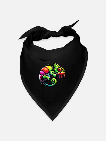Chamäleon - Bandana Dreieckstuch - Schwarz