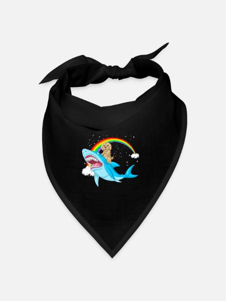Skurriles goldenes Gekritzel und mythischer Hai - Bandana Dreieckstuch - Schwarz