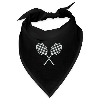 Kreuzende Badminton Schläger Grafik - Bandana Dreieckstuch - Schwarz - Vorne