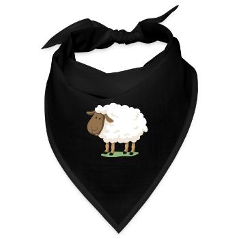 Weißes Schaf – niedliche Illustration für Kinder - Bandana Dreieckstuch - Schwarz - Vorne