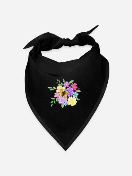 Blumenstrauß - Bandana Dreieckstuch - Schwarz