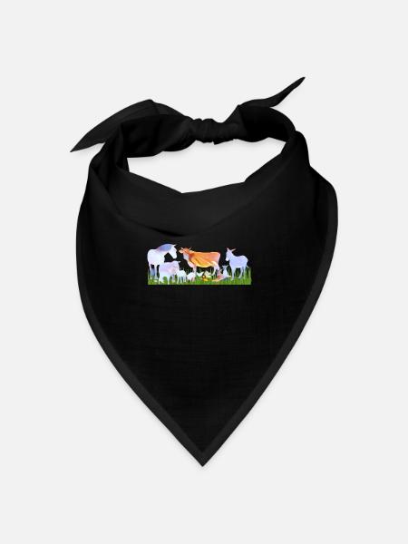 Bauernhoftiere / Tiere im Herzen - Bandana Dreieckstuch - Schwarz