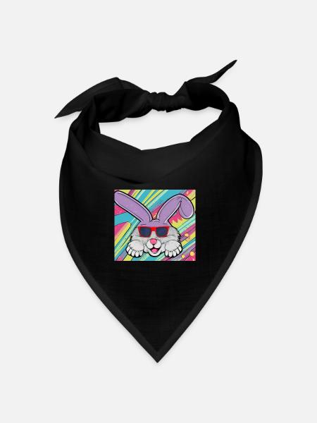 Lustiger Hase - Bandana Dreieckstuch - Schwarz