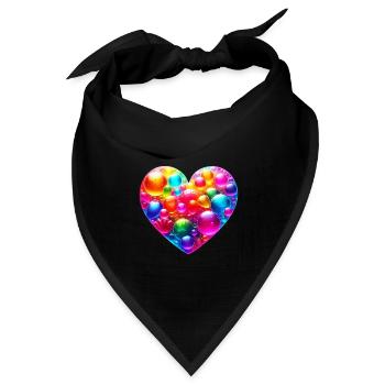 Buntes Herz - Bandana Dreieckstuch - Schwarz - Vorne