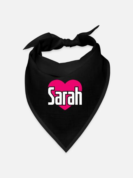 I Love Sarah Pinkes Herz Ich liebe Sarah - Bandana Dreieckstuch - Schwarz