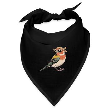 RetroVogel mit Bandana - Bandana Dreieckstuch - Schwarz - Vorne