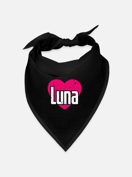 I Love Luna Pinkes Herz Ich liebe Luna - Bandana Dreieckstuch - Schwarz