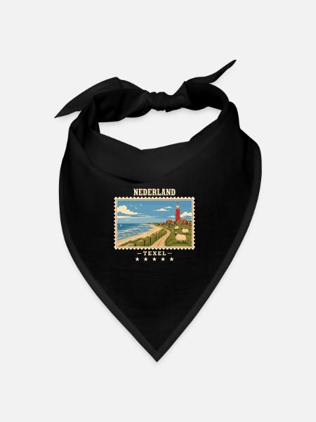Niederlande Texel Vintage Reisemarke - Bandana Dreieckstuch - Schwarz