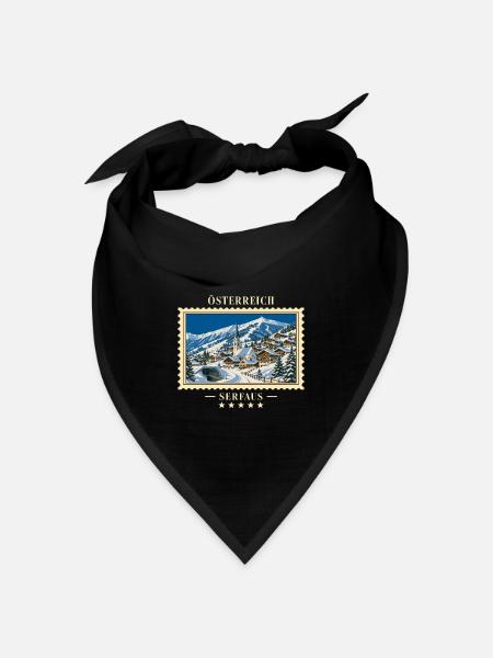 Österreich Serfaus Winter Vintage Reisemarke - Bandana Dreieckstuch - Schwarz