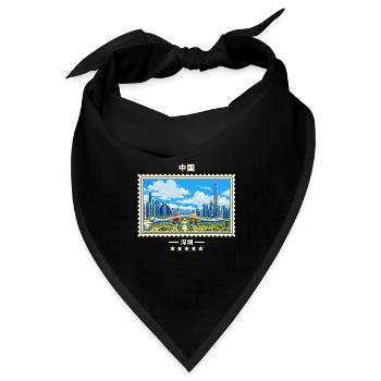 China Shenzhen Vintage Reisemarke - Bandana Dreieckstuch - Schwarz - Vorne