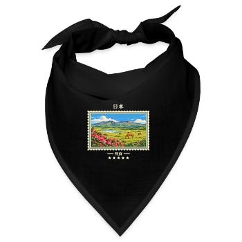 Japan Aso Vintage Reisemarke - Bandana Dreieckstuch - Schwarz - Vorne