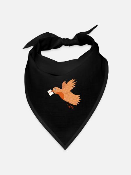 Vogel mit Brief - Bandana Dreieckstuch - Schwarz