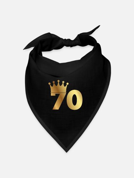 70. Geburtstag: 70 mit Krone - Bandana Dreieckstuch - Schwarz