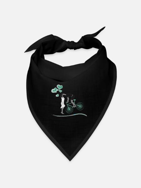 Fahrradpaar Herzballons Liebe kennt keine Grenzen - Bandana Dreieckstuch - Schwarz