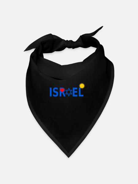 Israel mit Davidstern Herz Sonne - Bandana Dreieckstuch - Schwarz