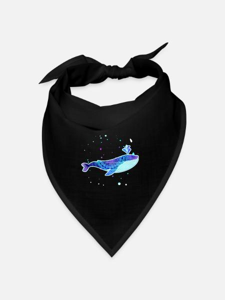Blauwal Muster Pastelltöne - Bandana Dreieckstuch - Schwarz