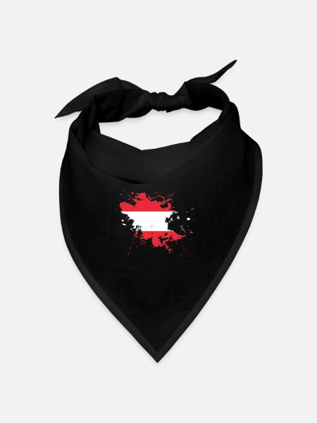 Oesterreich Flagge als Farbklecks - Bandana Dreieckstuch - Schwarz