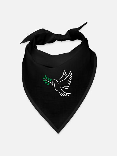 Friedenstaube - Bandana Dreieckstuch - Schwarz