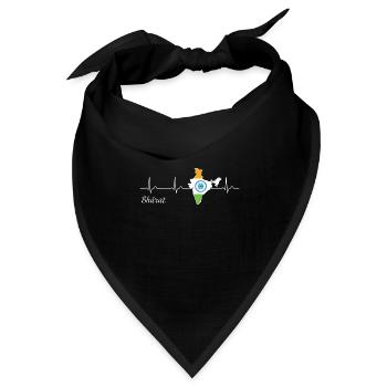 Bharat Herzschlag Ich liebe Indien Flagge - Bandana Dreieckstuch - Schwarz - Vorne