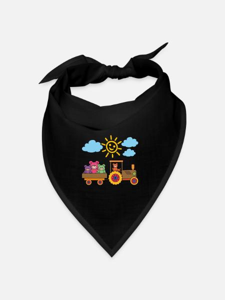 Teddybären fahren Traktor mit Anhänger - Bandana Dreieckstuch - Schwarz