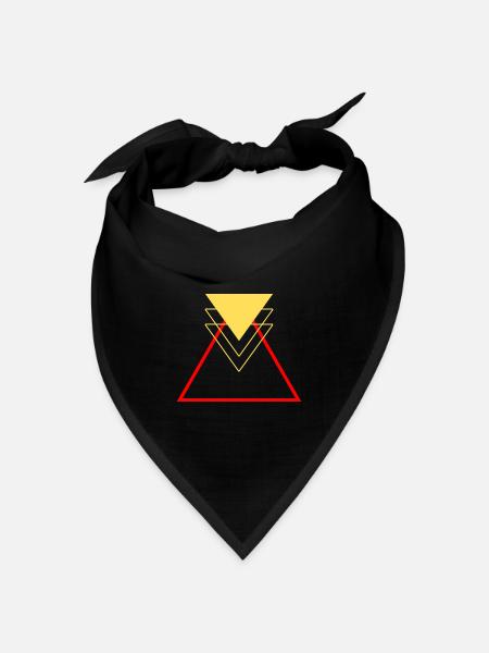 Gelbes und Rotes Dreieck Abstrakt Geometrisch - Bandana Dreieckstuch - Schwarz