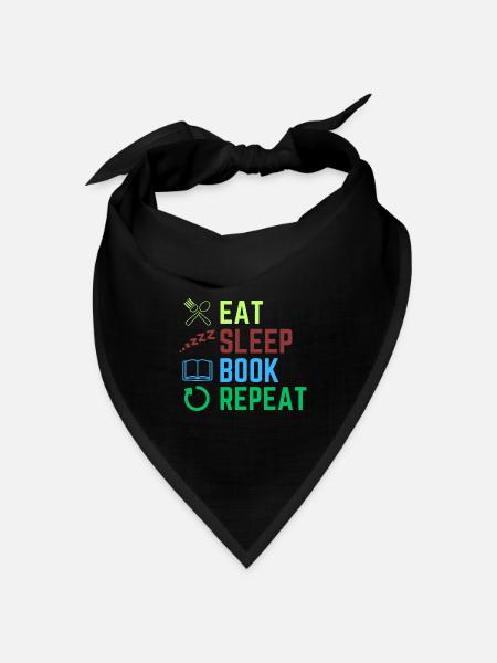 Eat Sleep Book Repeat - Bandana Dreieckstuch - Schwarz