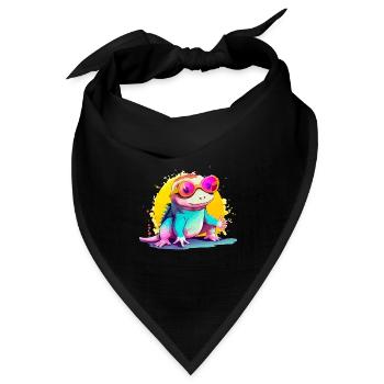 Mino, der axolotl mit der Brille - Bandana Dreieckstuch - Schwarz - Vorne