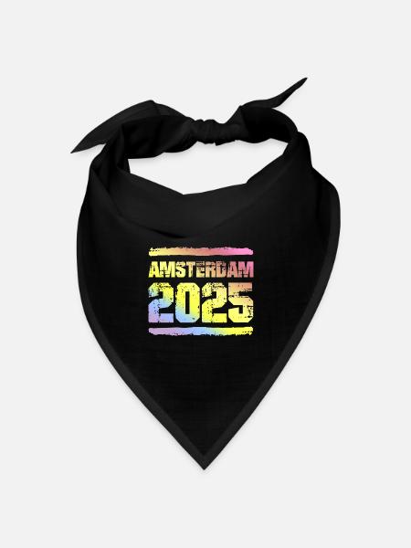 Amsterdam 2025 Bunt - Bandana Dreieckstuch - Schwarz